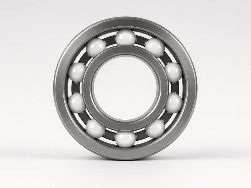 Hybrid bearing with white ceramic balls in a steel ring